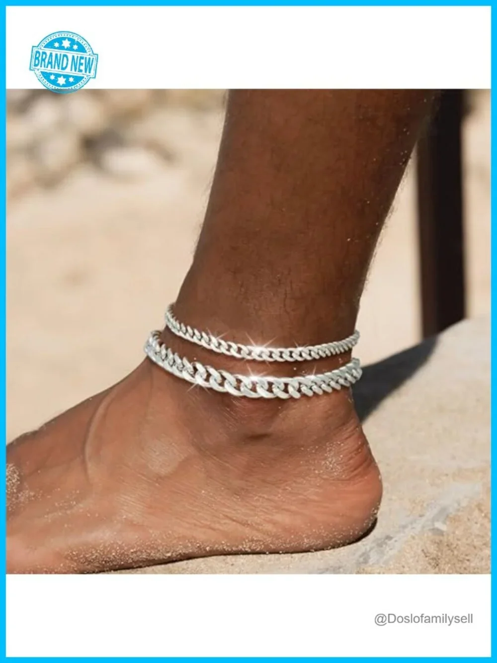 Dainty Gold Anklets Set - Waterproof 14K Gold/Silver Plated Stackable Anklet Set